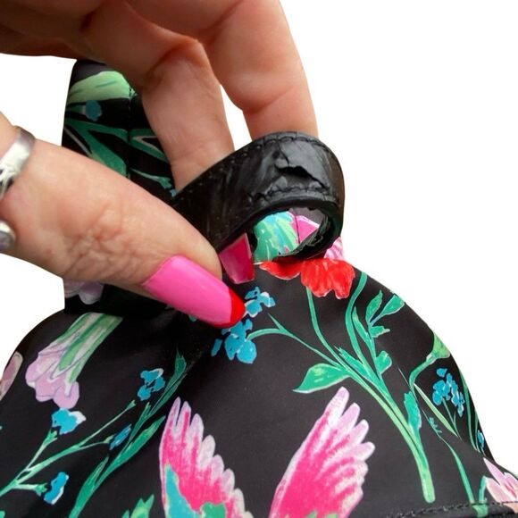 Kate Spade Medium Backpack Purse Hummingbird Black Floral Canvas main image 5